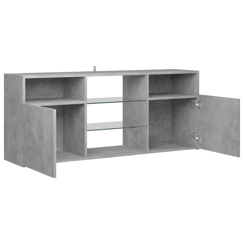 TV-Schrank mit LED-Leuchten Betongrau 120x30x50 cm