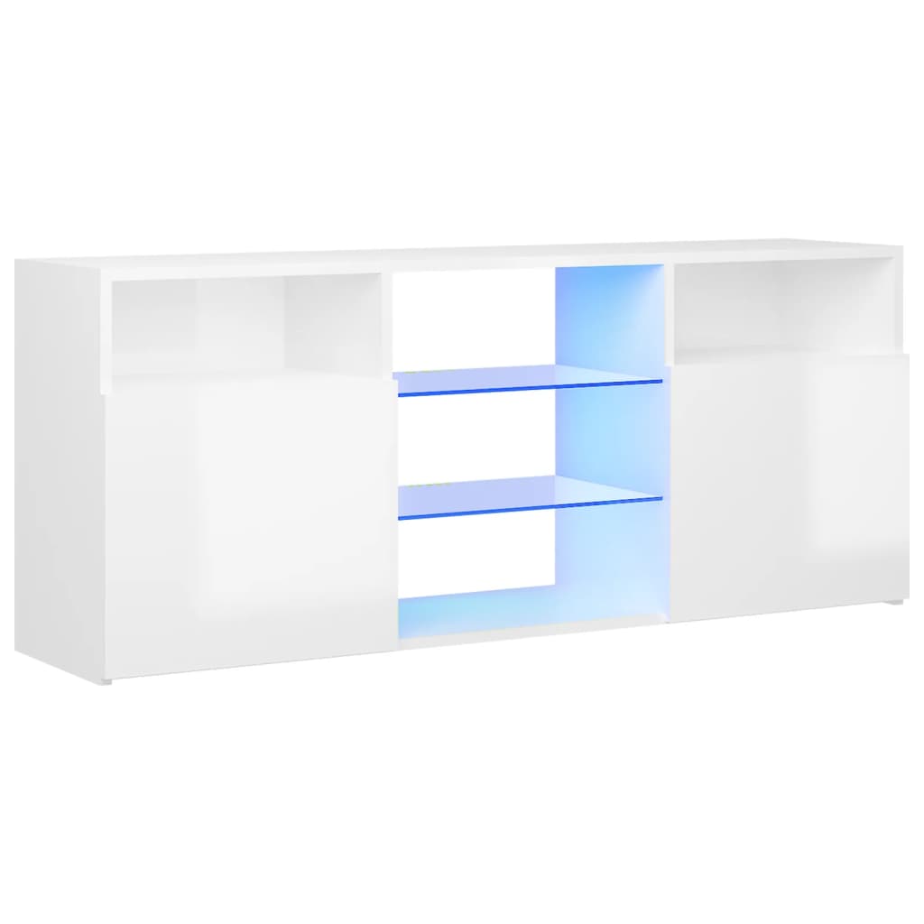 TV-Schrank mit LED-Leuchten Hochglanz-Weiß 120x30x50 cm