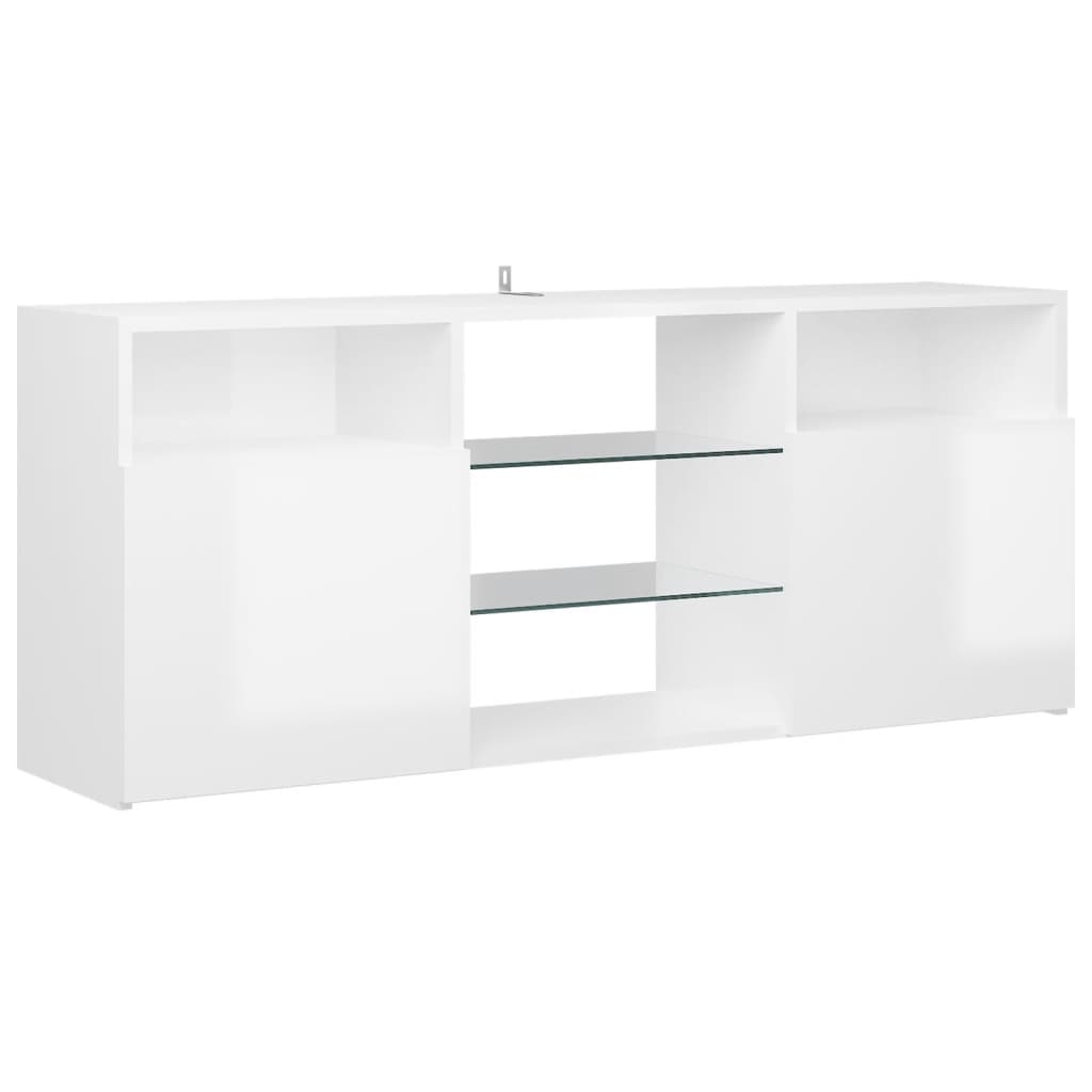 TV-Schrank mit LED-Leuchten Hochglanz-Weiß 120x30x50 cm