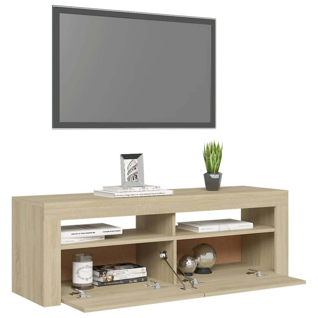 TV-Schrank mit LED-Leuchten Sonoma-Eiche 120x35x40 cm