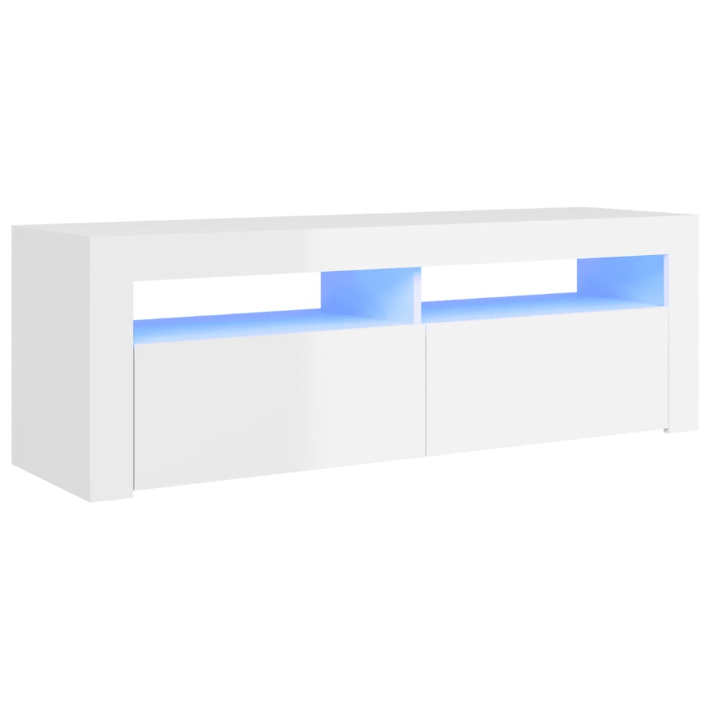 TV-Schrank mit LED-Leuchten Hochglanz-Weiß 120x35x40 cm