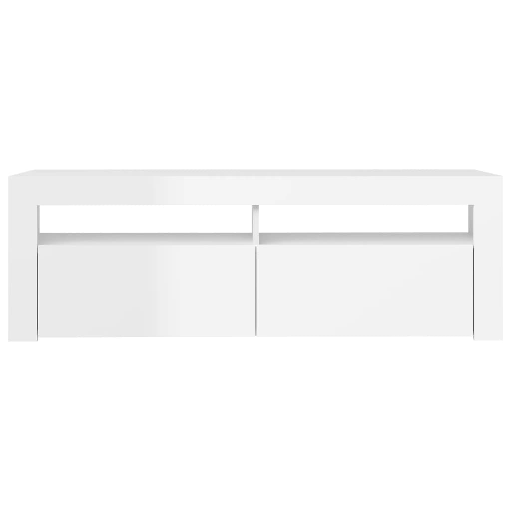 TV-Schrank mit LED-Leuchten Hochglanz-Weiß 120x35x40 cm