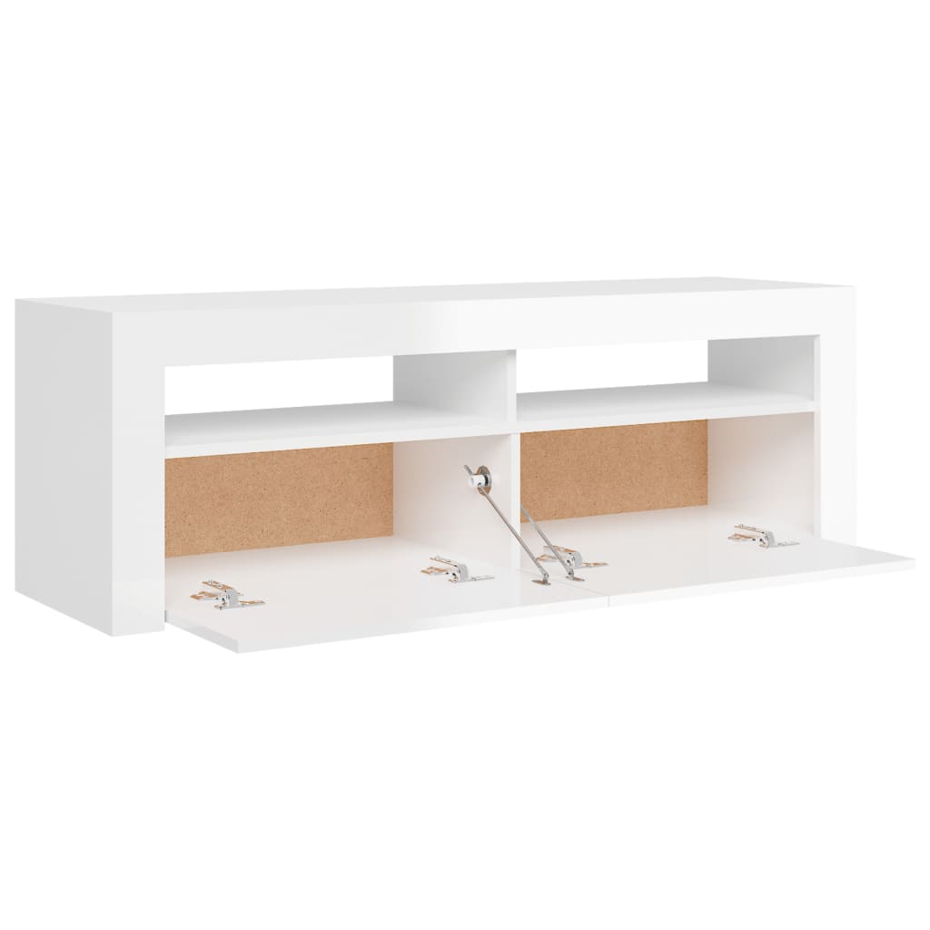 TV-Schrank mit LED-Leuchten Hochglanz-Weiß 120x35x40 cm