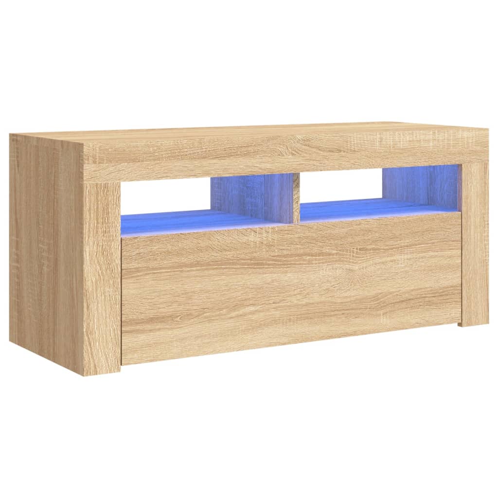 TV-Schrank mit LED-Leuchten Sonoma-Eiche 90x35x40 cm