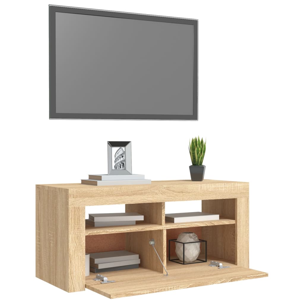 TV-Schrank mit LED-Leuchten Sonoma-Eiche 90x35x40 cm