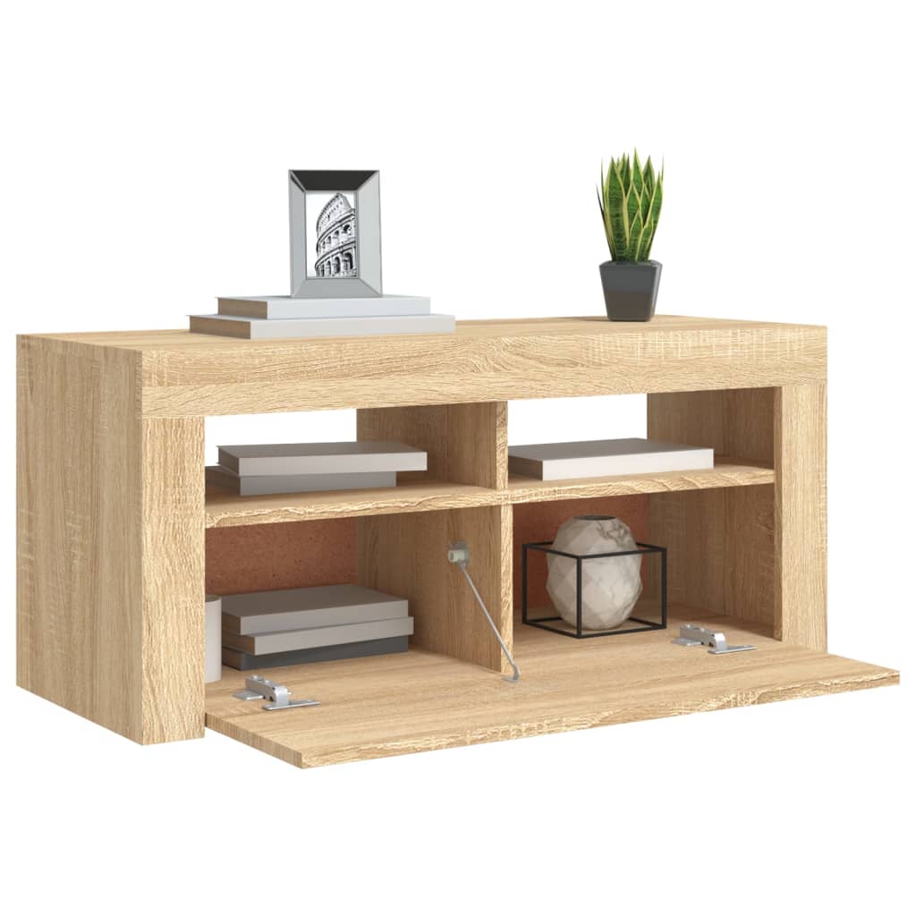 TV-Schrank mit LED-Leuchten Sonoma-Eiche 90x35x40 cm