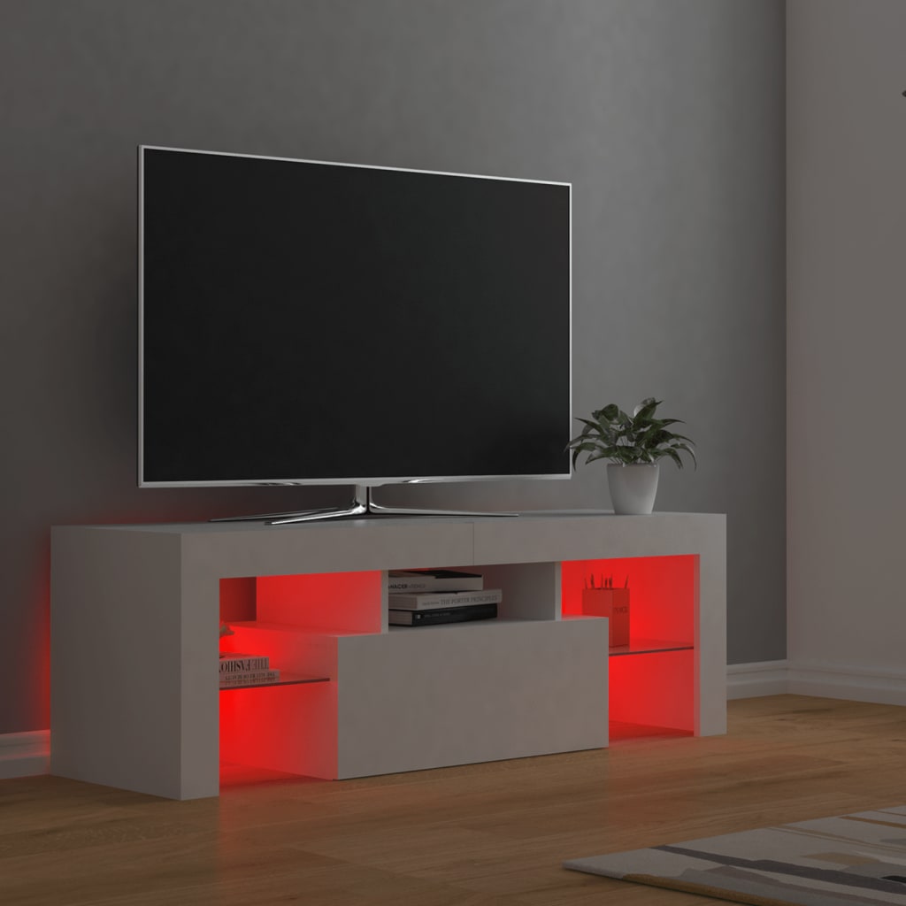 TV-Schrank mit LED-Leuchten Weiß 120x35x40 cm