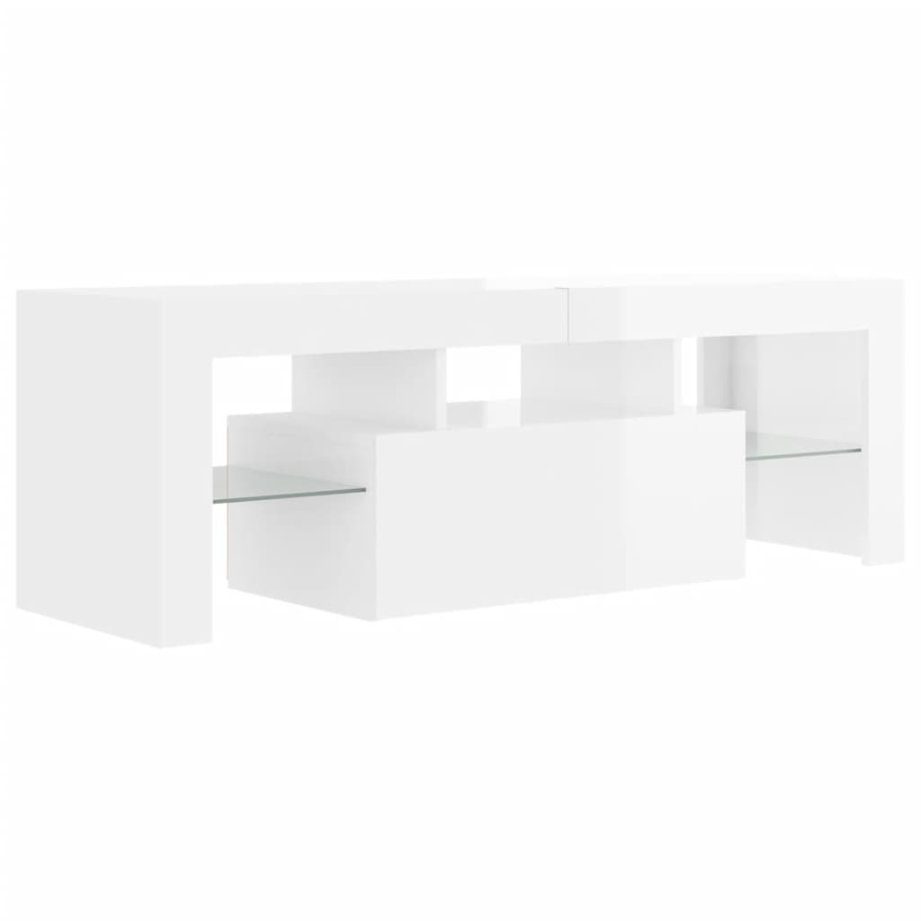 TV-Schrank mit LED-Leuchten Hochglanz-Weiß 120x35x40 cm