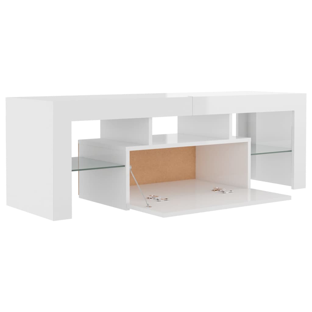 TV-Schrank mit LED-Leuchten Hochglanz-Weiß 120x35x40 cm