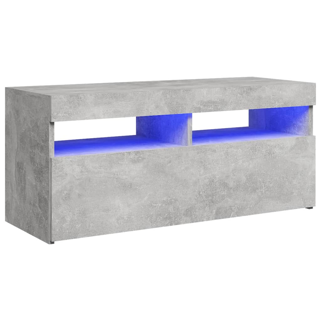 TV-Schrank mit LED-Leuchten Betongrau 90x35x40 cm