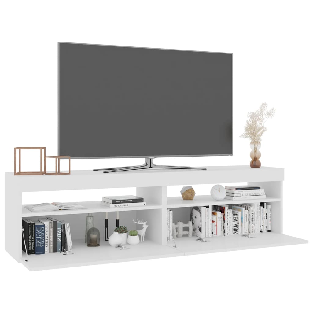 TV-Schränke 2 Stk. mit LED-Leuchten Weiß 75x35x40 cm