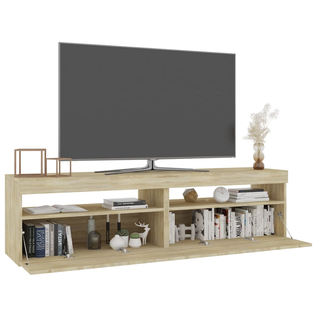 TV-Schränke 2 Stk. mit LED-Leuchten Sonoma-Eiche 75x35x40 cm