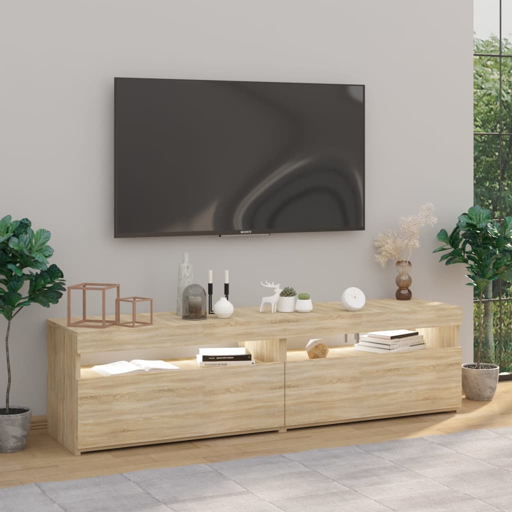 TV-Schränke 2 Stk. mit LED-Leuchten Sonoma-Eiche 75x35x40 cm