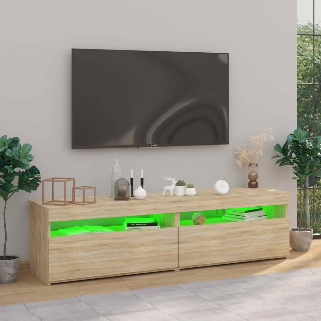 TV-Schränke 2 Stk. mit LED-Leuchten Sonoma-Eiche 75x35x40 cm