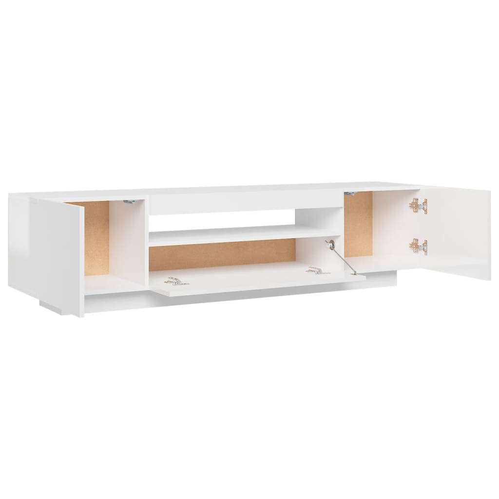 TV-Schrank mit LED-Leuchten Hochglanz-Weiß 160x35x40 cm