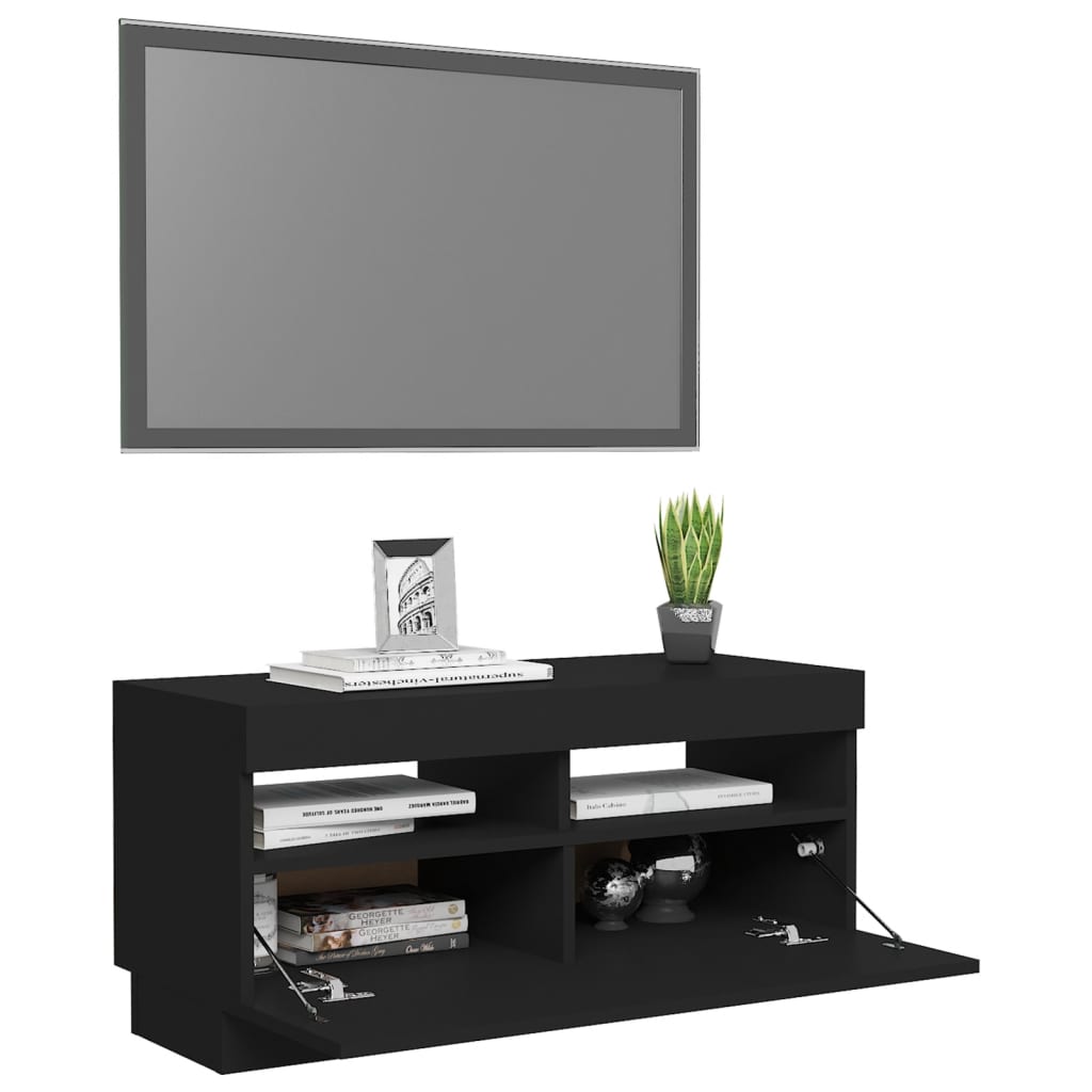 TV-Schrank mit LED-Leuchten Schwarz 80x35x40 cm