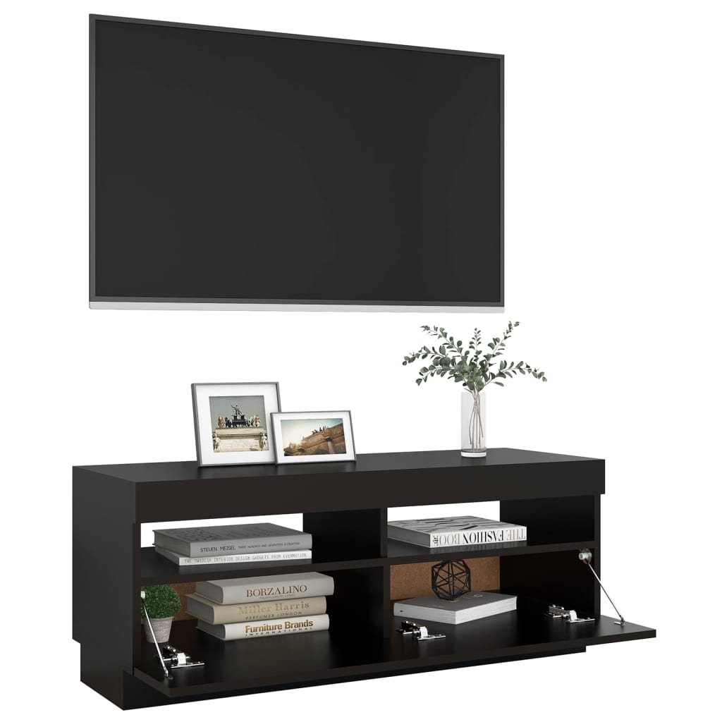 TV-Schrank mit LED-Leuchten Schwarz 100x35x40 cm