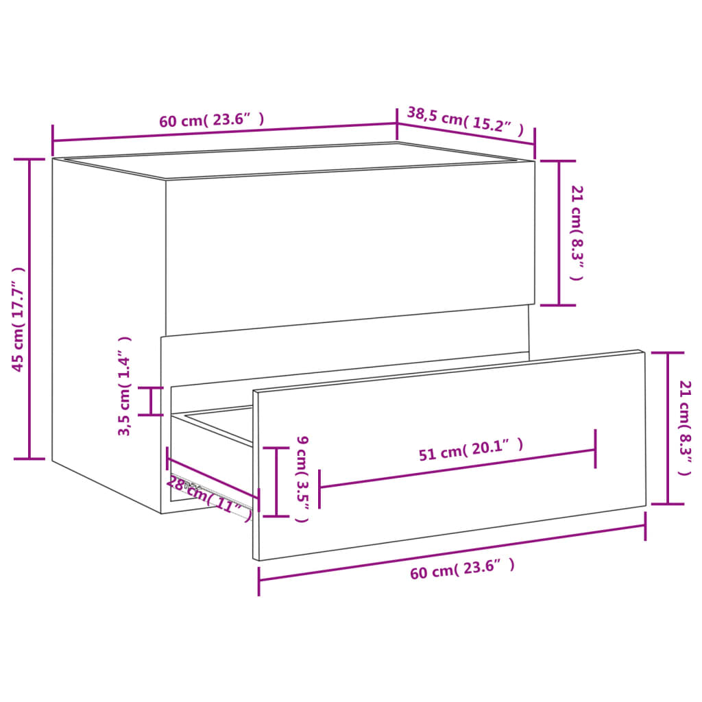 Waschbeckenunterschrank Schwarz 60x38,5x45 cm Holzwerkstoff