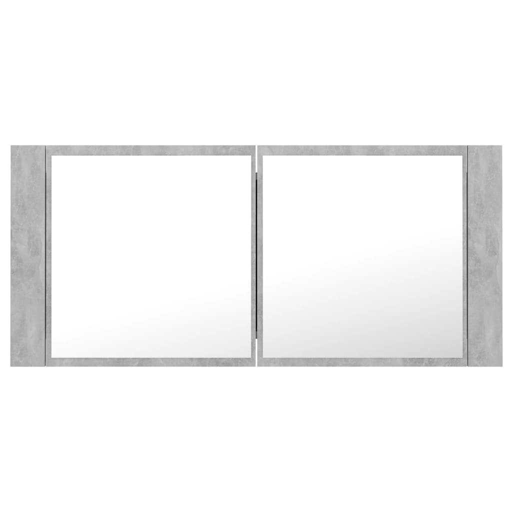 LED-Bad-Spiegelschrank Betongrau 100x12x45 cm Acryl