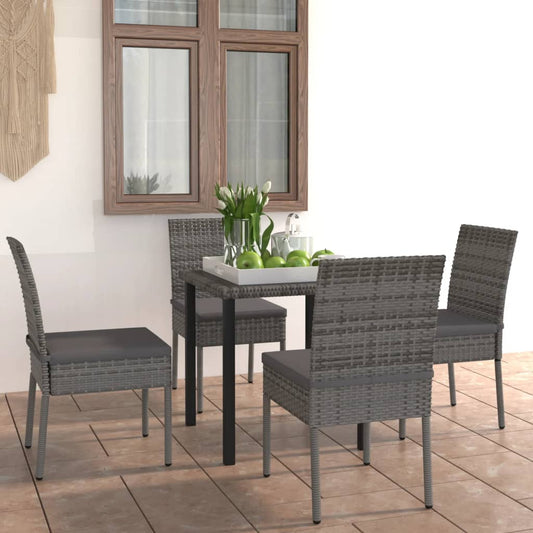 5-tlg. Garten-Essgruppe Poly Rattan Grau