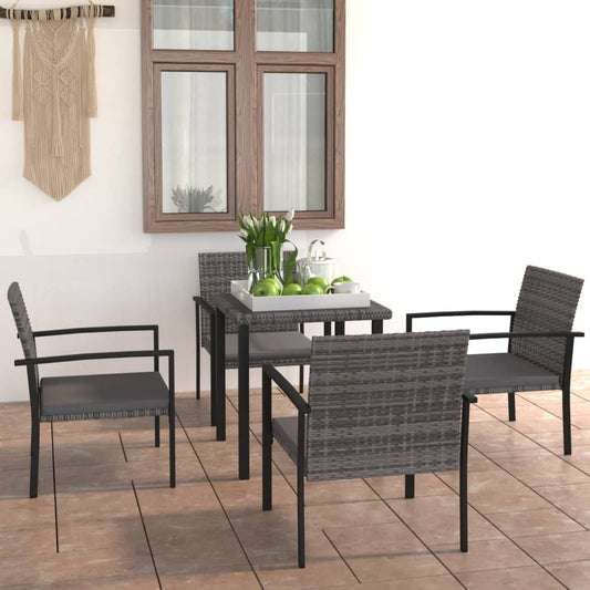 5-tlg. Garten-Essgruppe Poly Rattan Grau