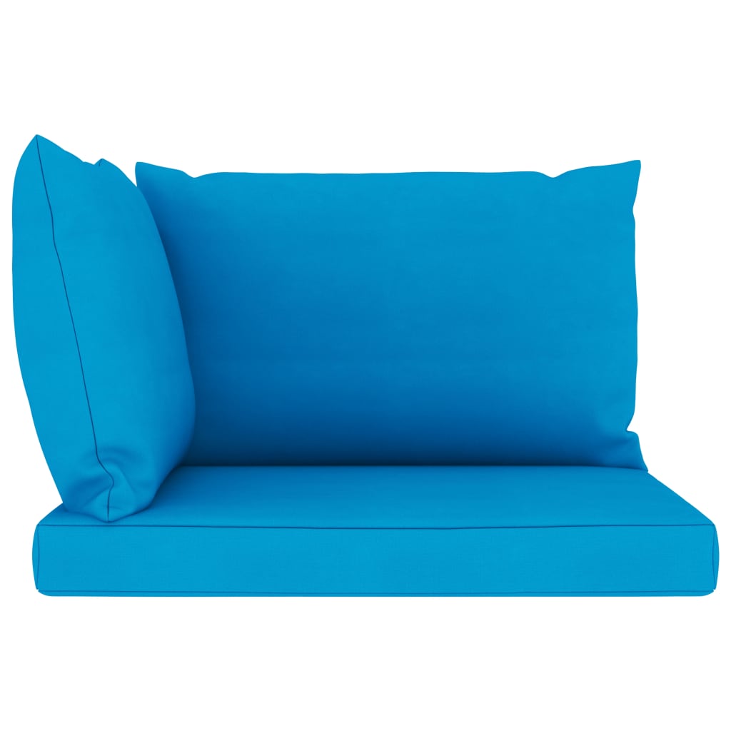 Garten-Palettensofa 2-Sitzer mit Kissen in Hellblau Kiefernholz