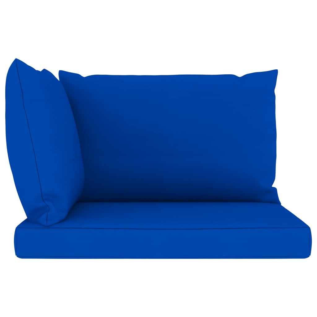 Garten-Palettensofa 2-Sitzer mit Kissen in Blau Kiefernholz