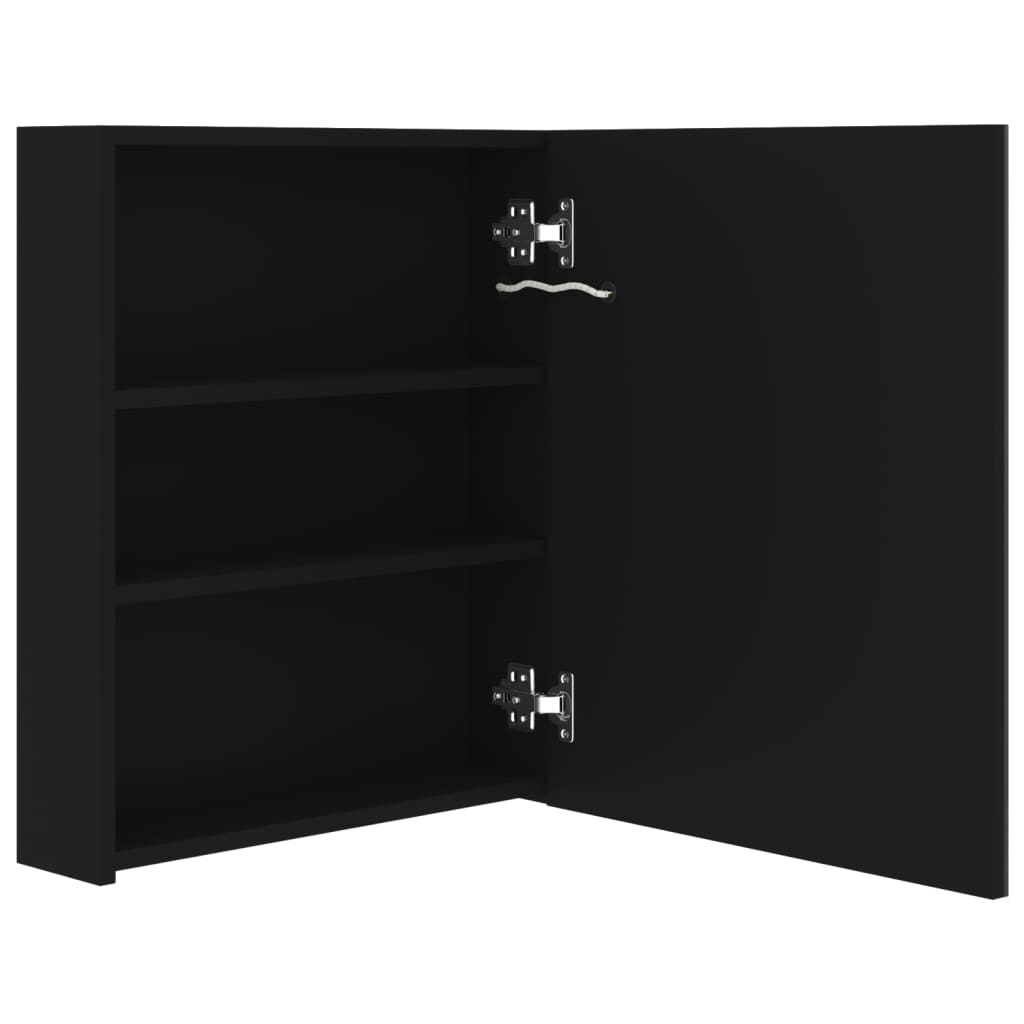 LED-Bad-Spiegelschrank Schwarz 50x14x60 cm