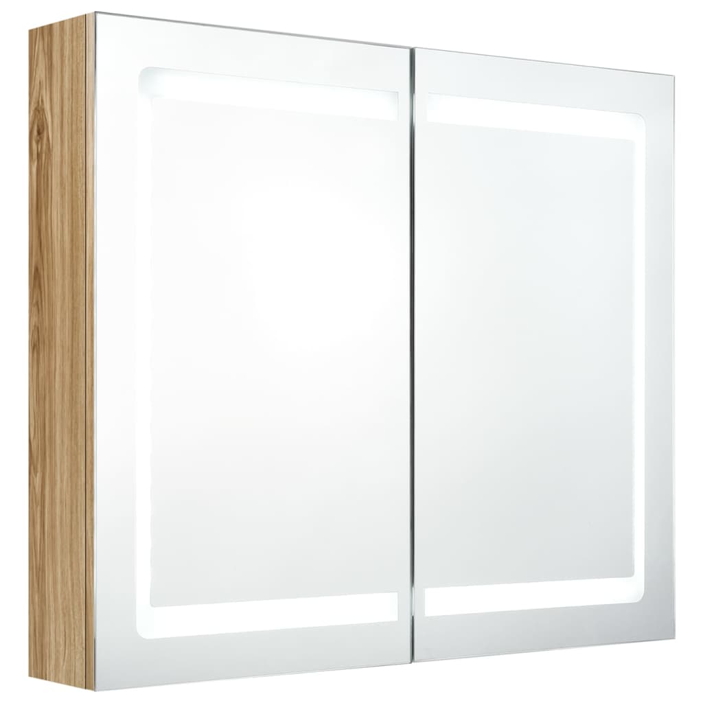 LED-Spiegelschrank fürs Bad Eichen-Optik 80x12x68 cm