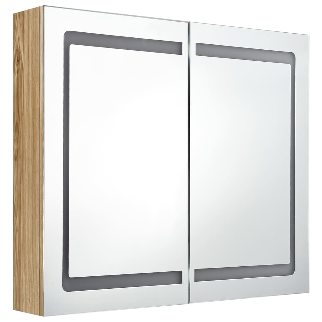 LED-Spiegelschrank fürs Bad Eichen-Optik 80x12x68 cm