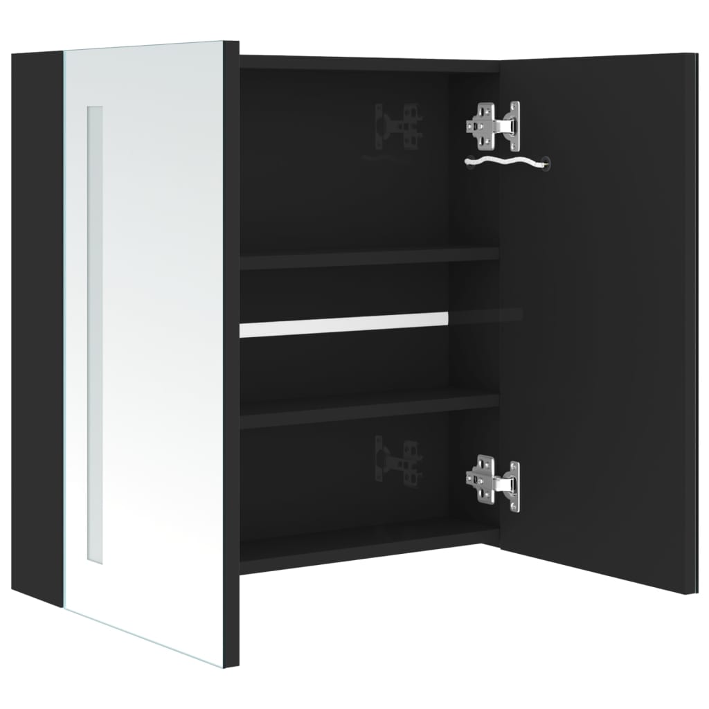 LED-Spiegelschrank fürs Bad Glänzend Schwarz 62x14x60 cm