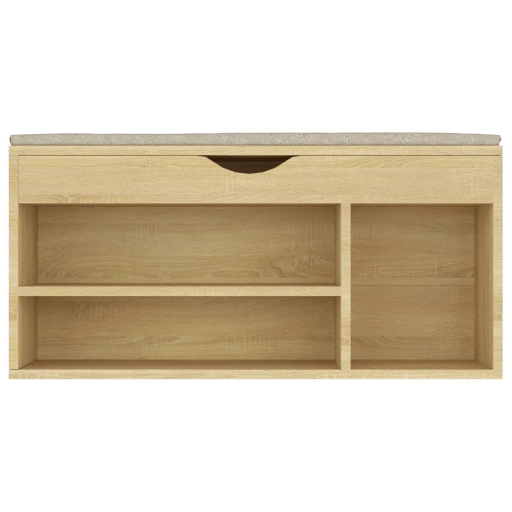 Schuhbank mit Kissen Sonoma-Eiche 104x30x49 cm Holzwerkstoff