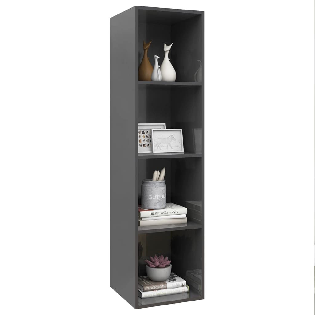 TV-Wandschrank Hochglanz-Grau 37x37x142,5 cm Holzwerkstoff