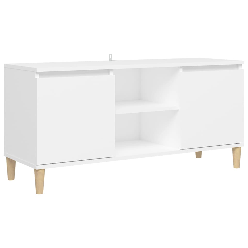 TV-Schrank mit Massivholz-Beinen Weiß 103,5x30x50 cm