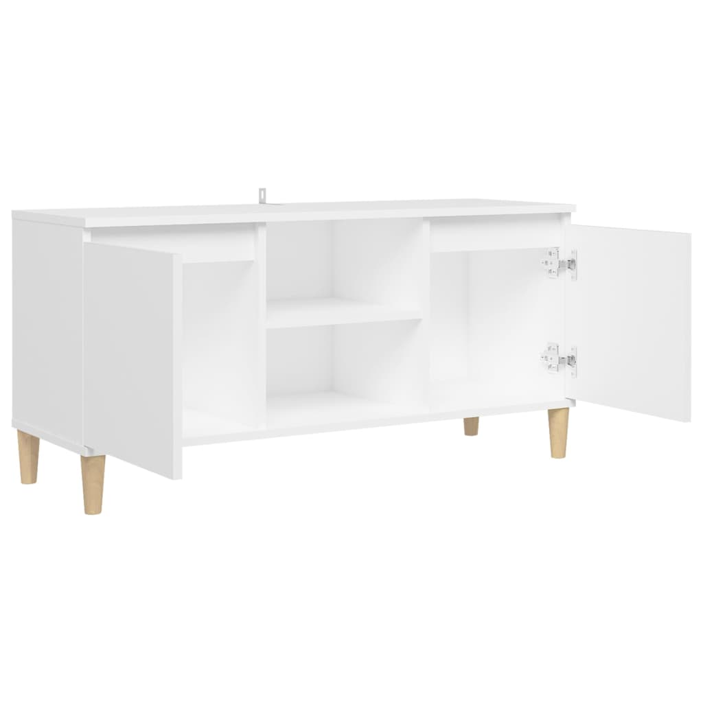 TV-Schrank mit Massivholz-Beinen Weiß 103,5x30x50 cm