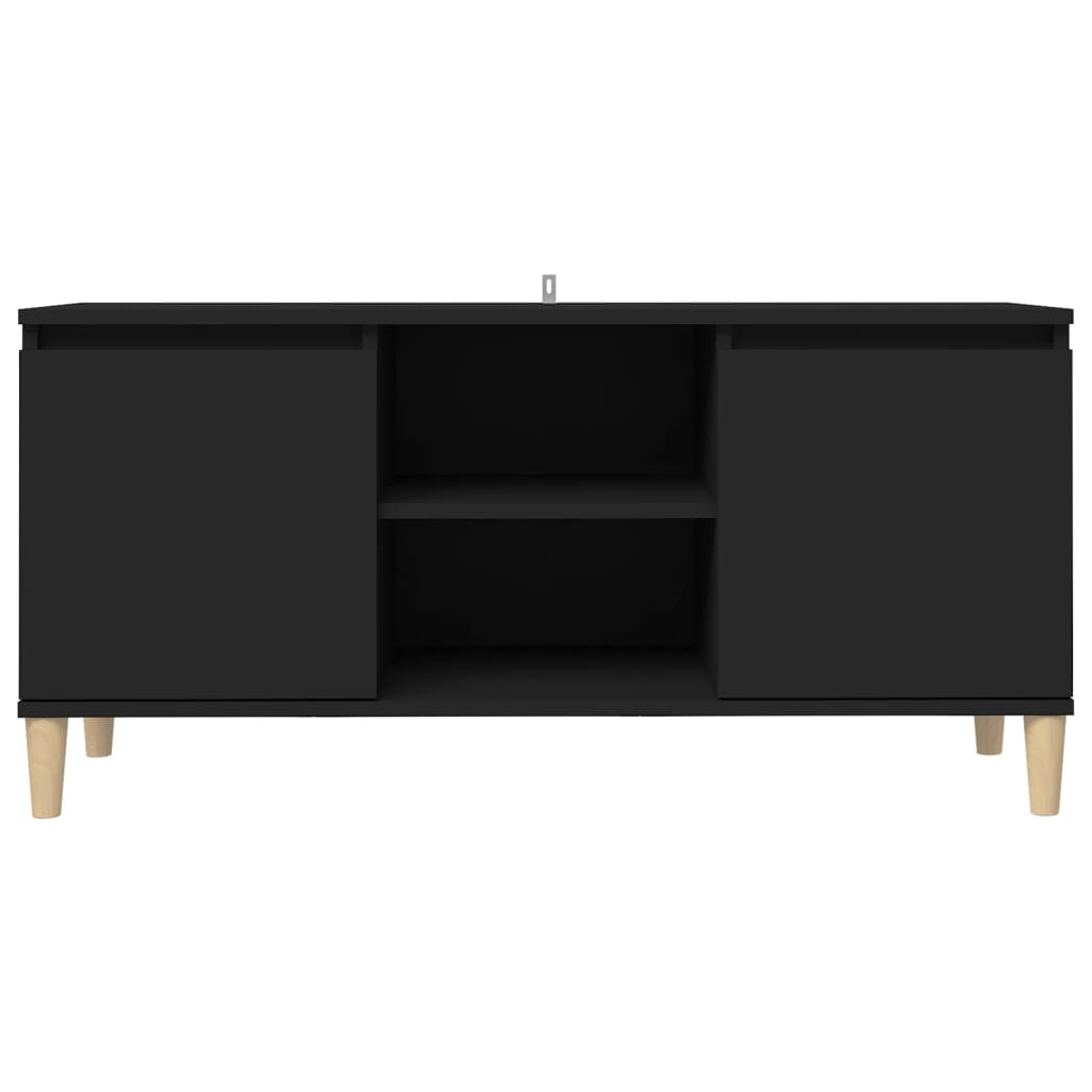 TV-Schrank mit Massivholz-Beinen Schwarz 103,5x35x50 cm