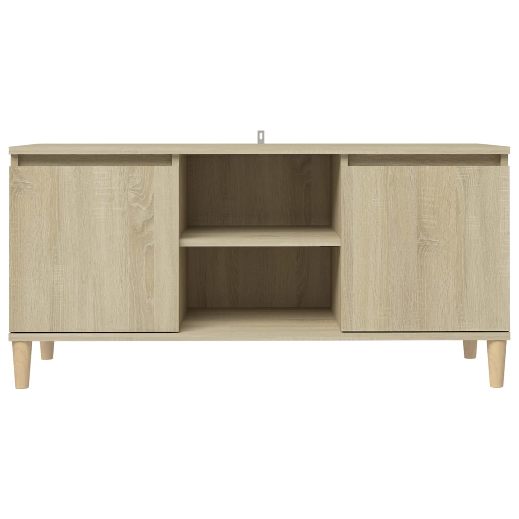 TV-Schrank mit Massivholz-Beinen Sonoma-Eiche 103,5x35x50 cm