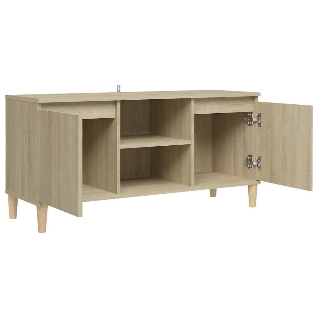 TV-Schrank mit Massivholz-Beinen Sonoma-Eiche 103,5x35x50 cm