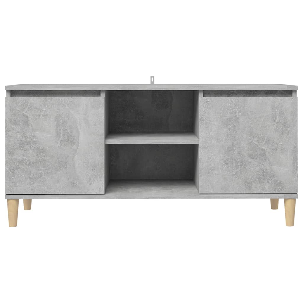 TV-Schrank mit Massivholz-Beinen Betongrau 103,5x35x50 cm