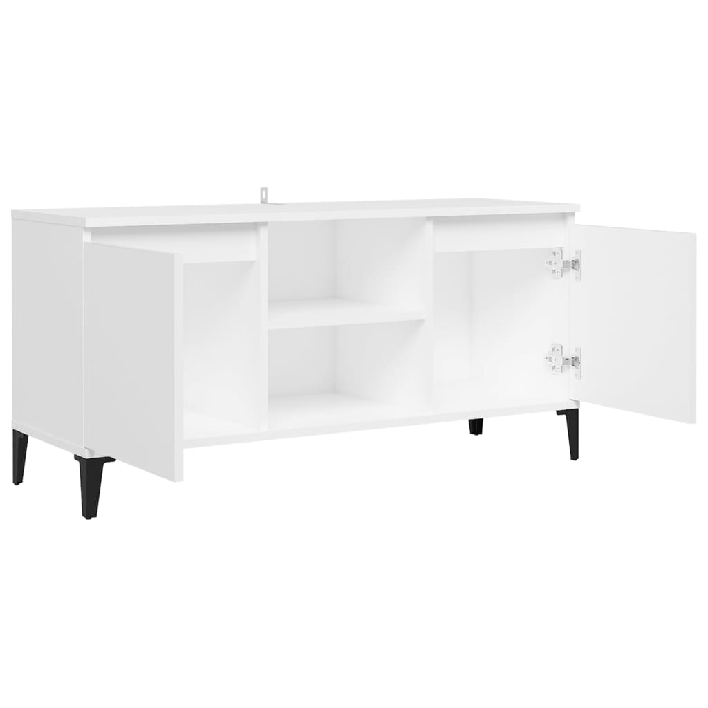 TV-Schrank mit Metallbeinen Weiß 103,5x35x50 cm