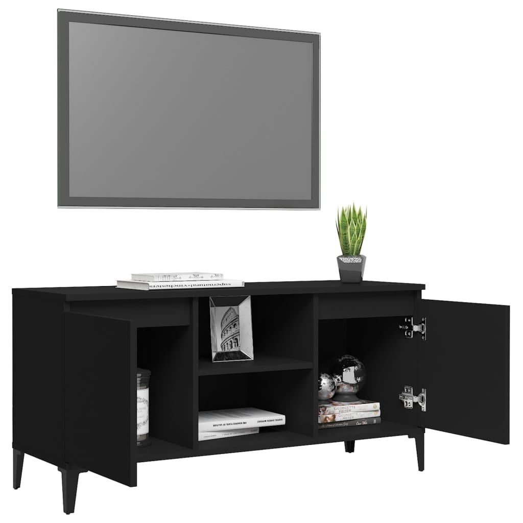 TV-Schrank mit Metallbeinen Schwarz 103,5x35x50 cm