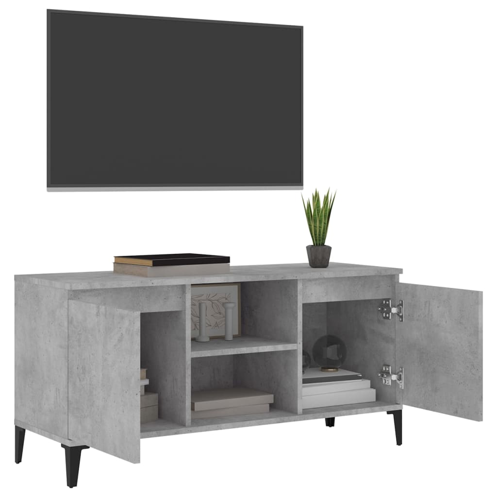 TV-Schrank mit Metallbeinen Betongrau 103,5x35x50 cm