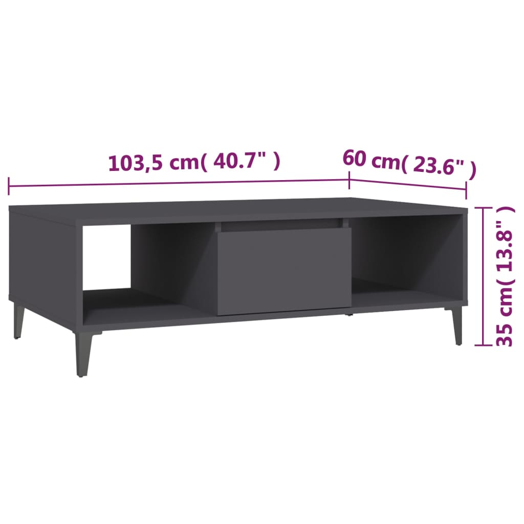 Couchtisch Grau 103,5x60x35 cm Holzwerkstoff