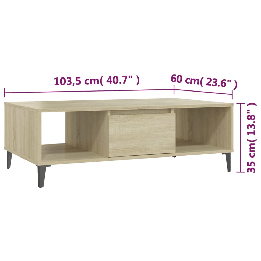 Couchtisch Sonoma-Eiche 103,5x60x35 cm Holzwerkstoff