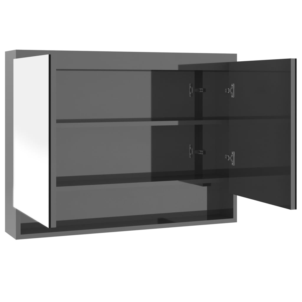 Spiegelschrank fürs Bad 80x15x60 cm MDF Glänzend Grau