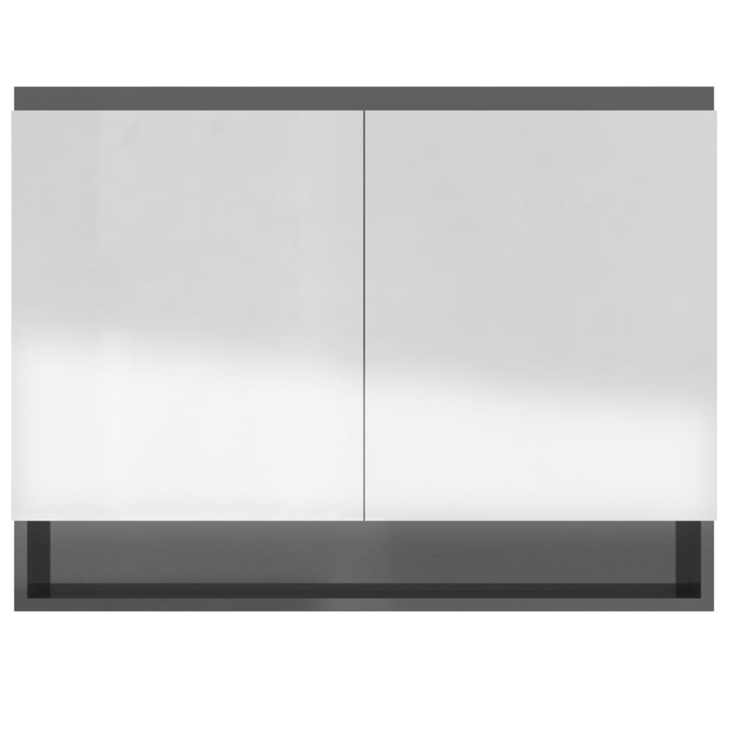 Spiegelschrank fürs Bad 80x15x60 cm MDF Glänzend Grau