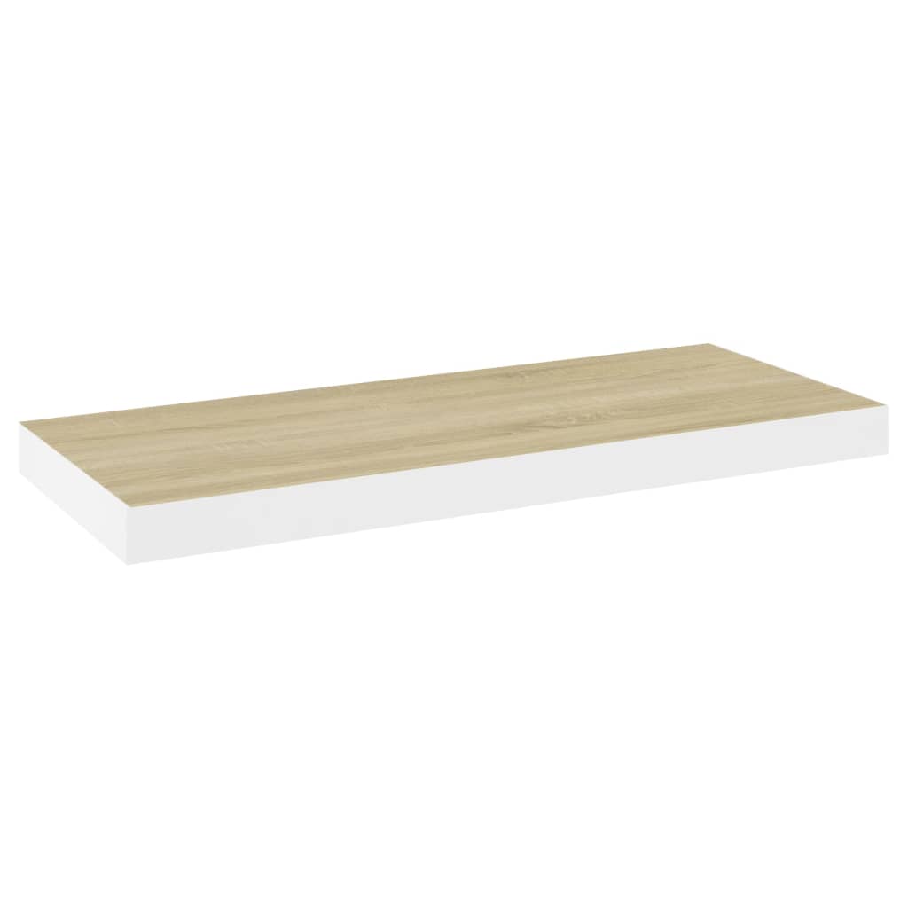 Schweberegale 2 Stk. Eichen-Optik und Weiß 60x23,5x3,8 cm MDF