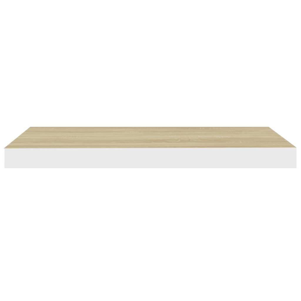 Schweberegale 2 Stk. Eichen-Optik und Weiß 60x23,5x3,8 cm MDF