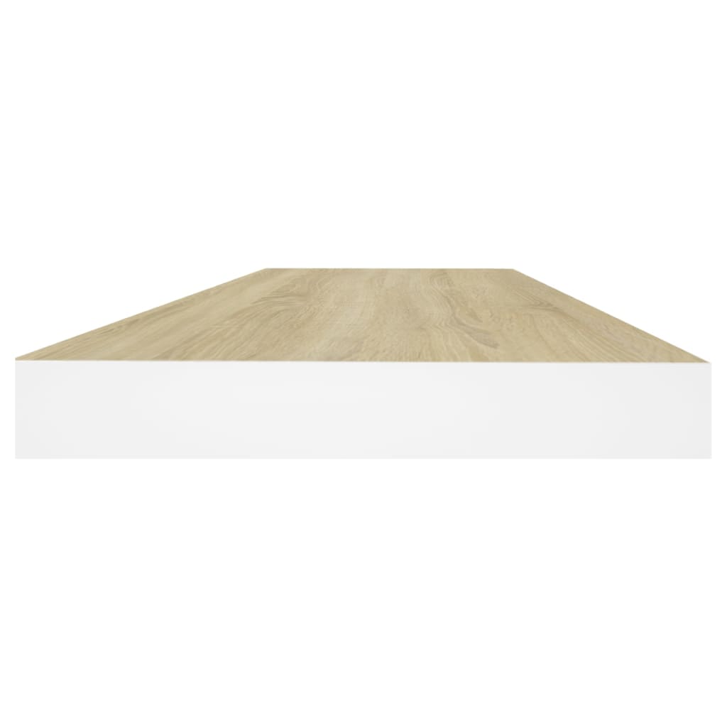 Schweberegale 2 Stk. Eichen-Optik und Weiß 60x23,5x3,8 cm MDF