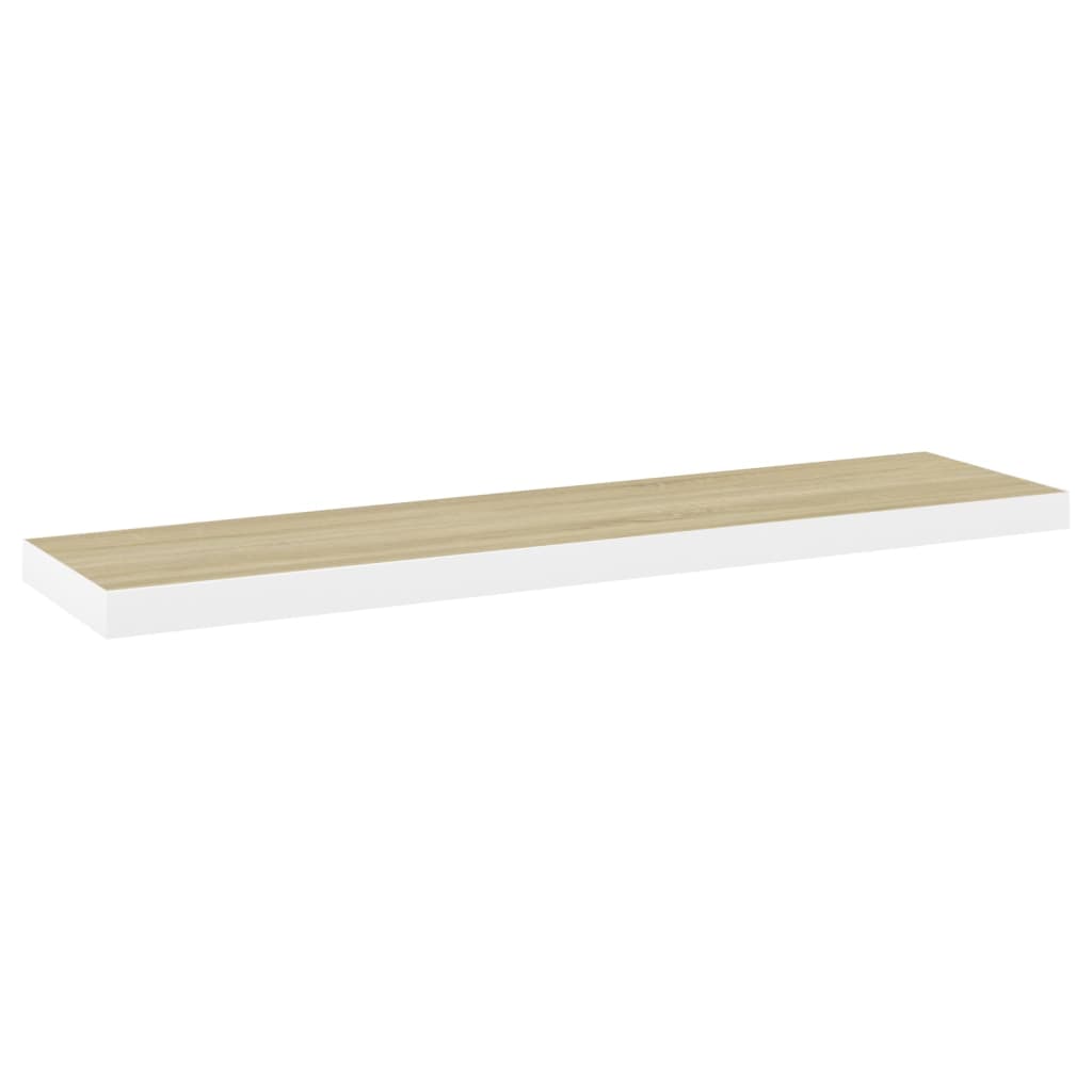 Schweberegale 2 Stk. Eiche und Weiß 90x23,5x3,8 cm MDF